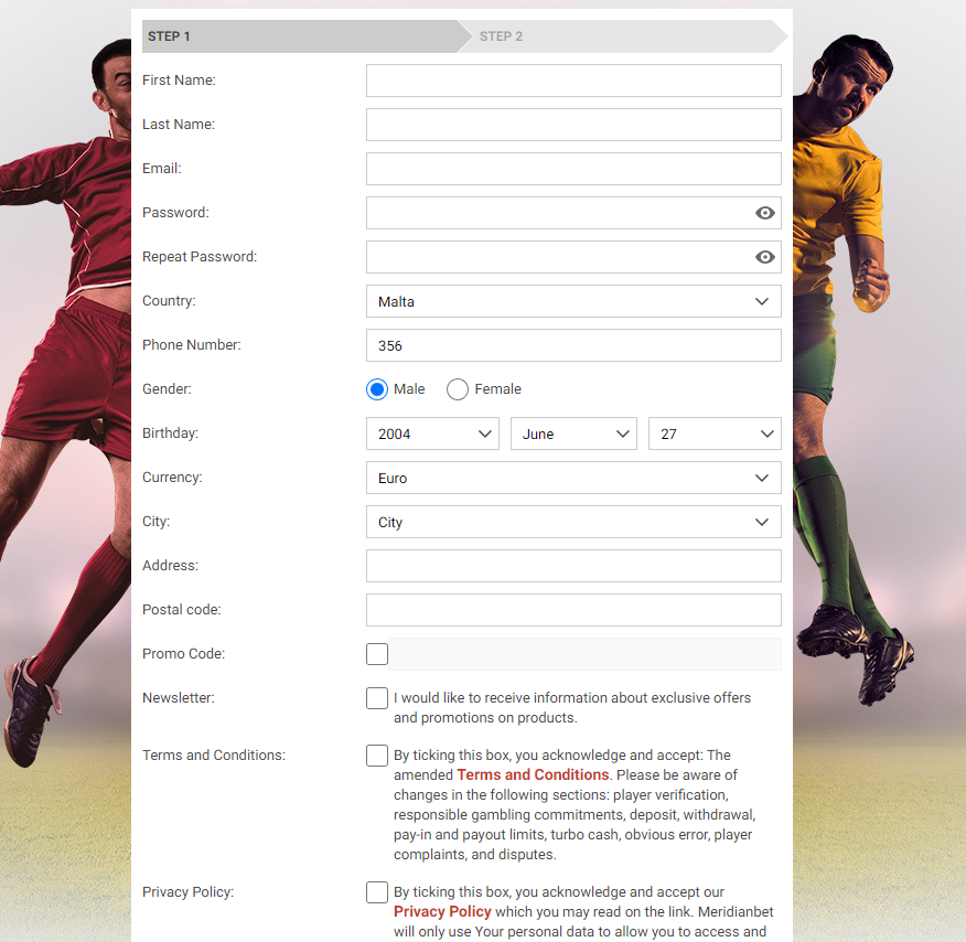 Meridianbet Registration Process