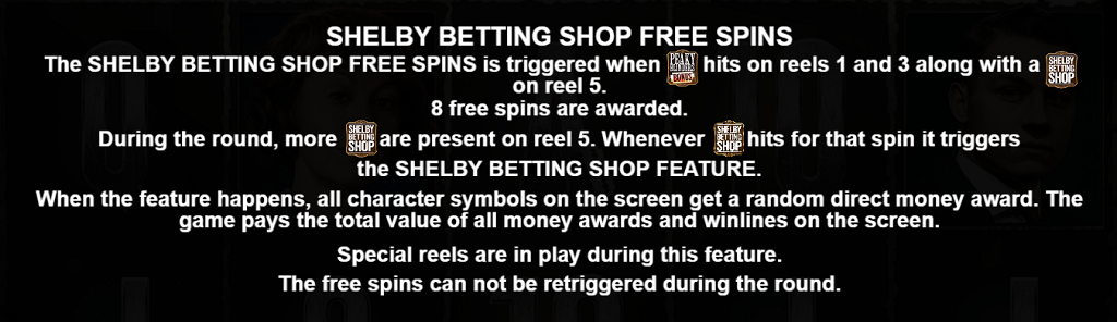 Peaky Blinders Shelby Betting Shop Free Spins