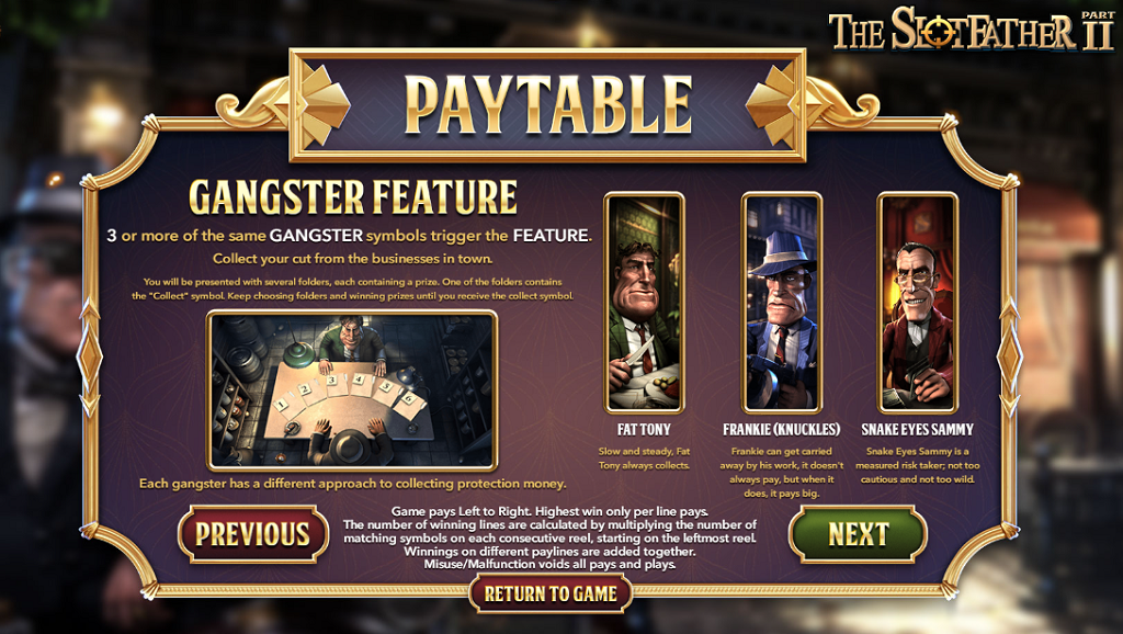 Slotfather 2 Gangster Feature
